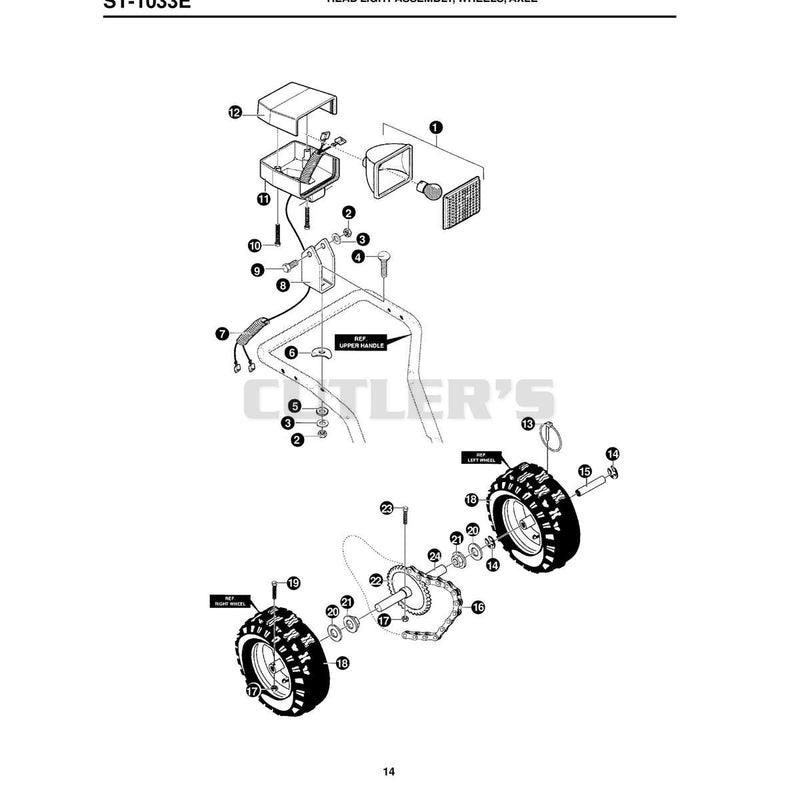 HEAD LIGHT ASSEMBLY, WHEELS, AXLE