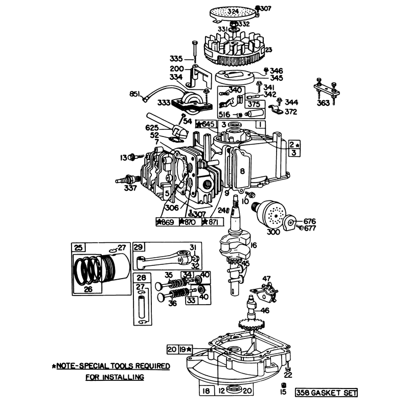 Engine Briggs and Stratton Model 92908-1956-01 Briggs and Stratton Model 93508-0192-01