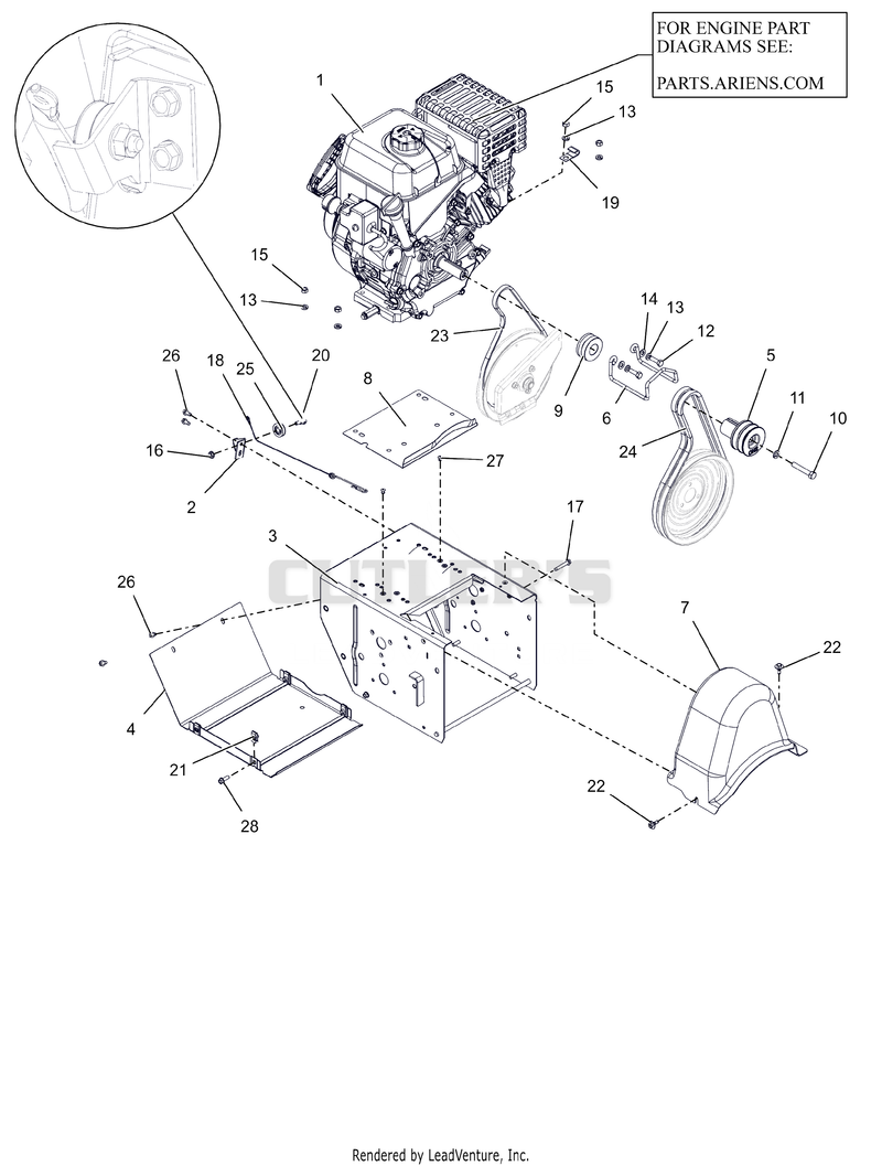 Engine, Frame and Belt Drive _AX 291 Track