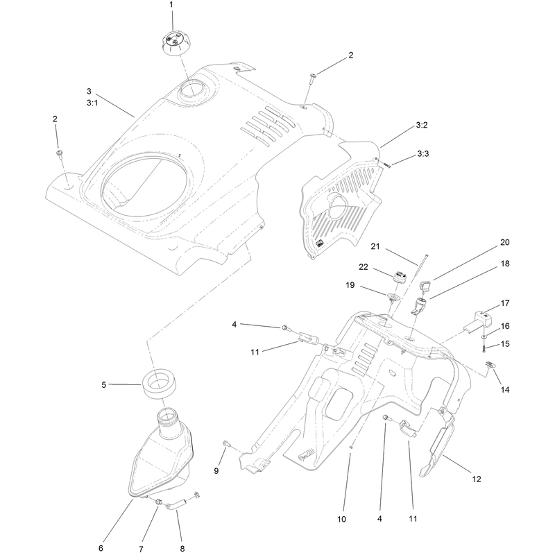 Shroud and Fuel Tank Assembly
