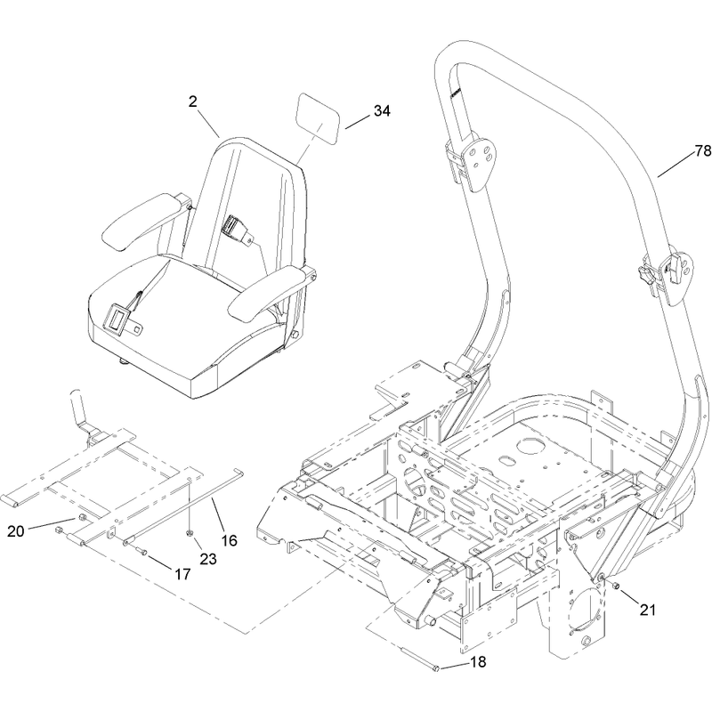 Seat and Roll Over Protection System Assembly