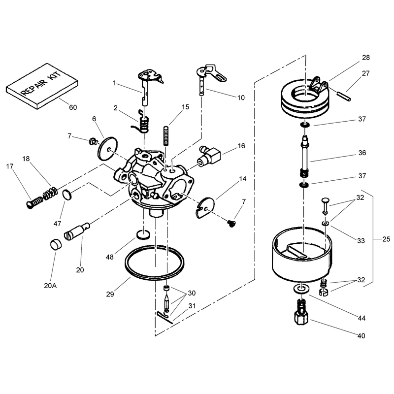 Carburetor Assembly No. 640084B  Tecumseh LH195SA - 67435V