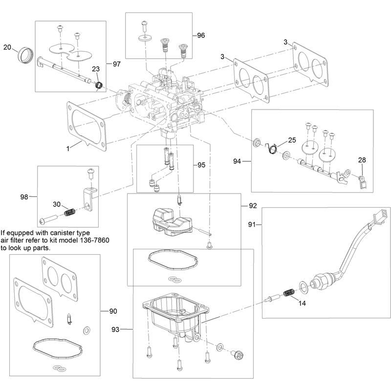 Carburetor Assembly No. 127-9289  with Non-Canister Style Air Filter