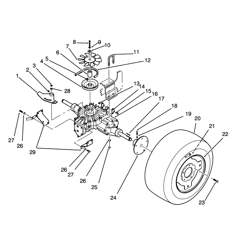 Rear Wheel and Transmission Assembly