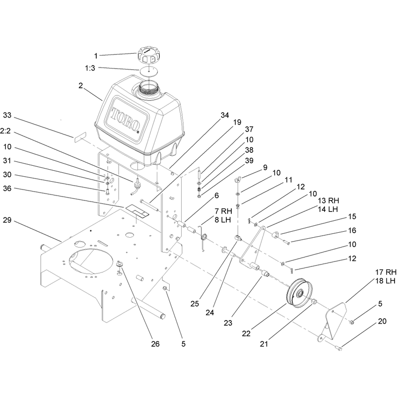 Fuel Tank and Idler Bracket Assembly