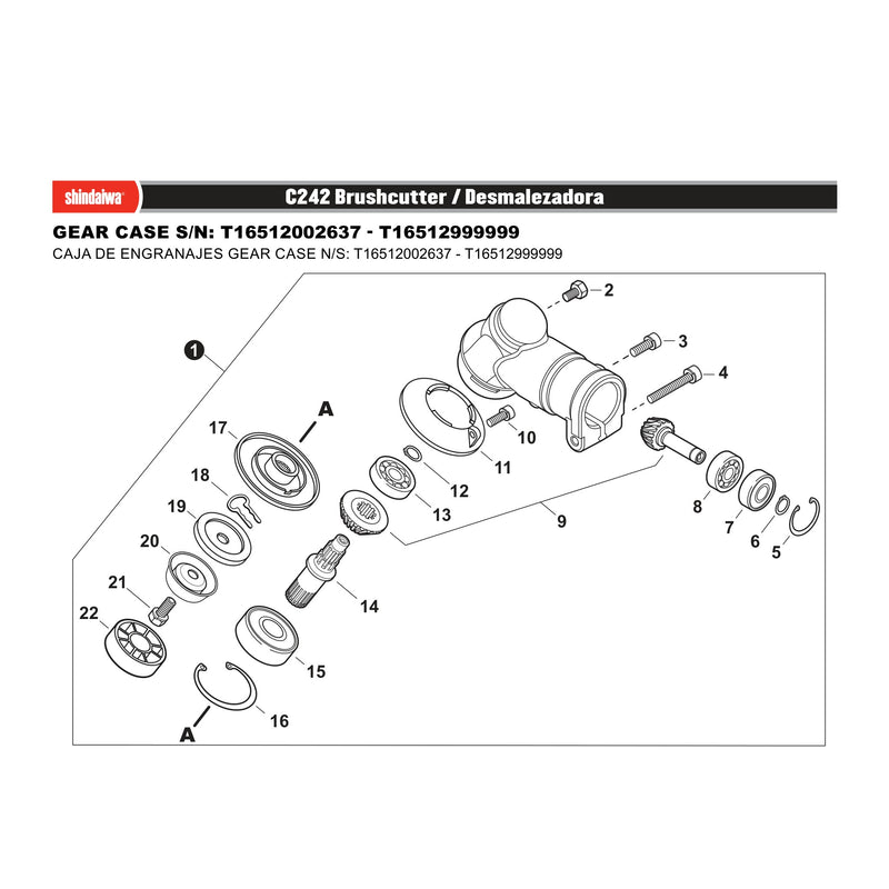 GEAR CASE S/N: T16512002637 - T16512999999