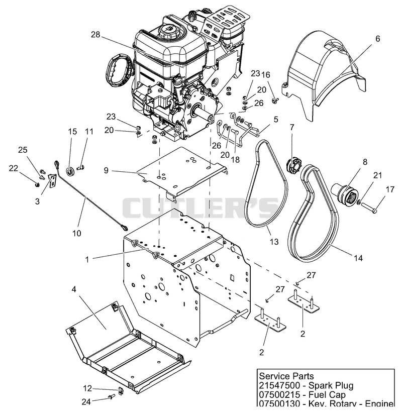 Engine, Frame And Belt Drive