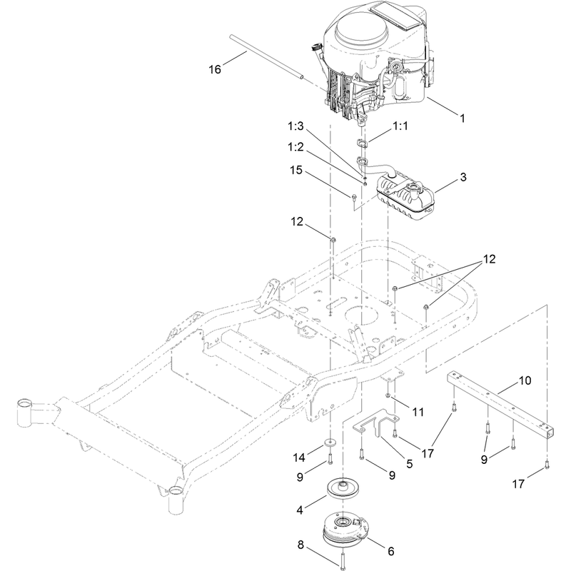 Engine, Muffler and Clutch Assembly