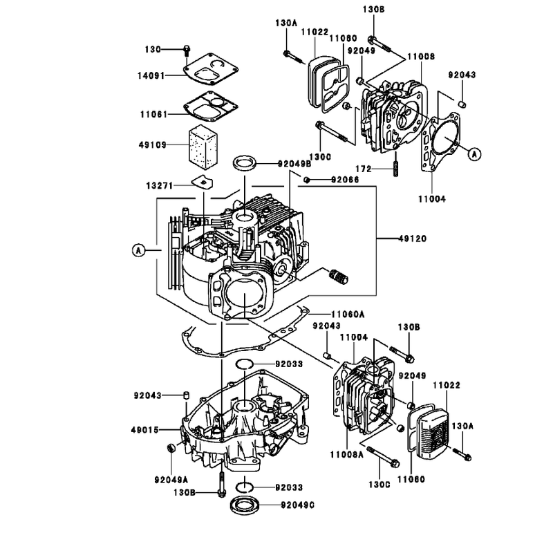 Cylinder and Crankcase Assembly  Kawasaki FH580V-AS13