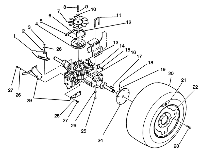 Rear Wheel And Transmission Assembly