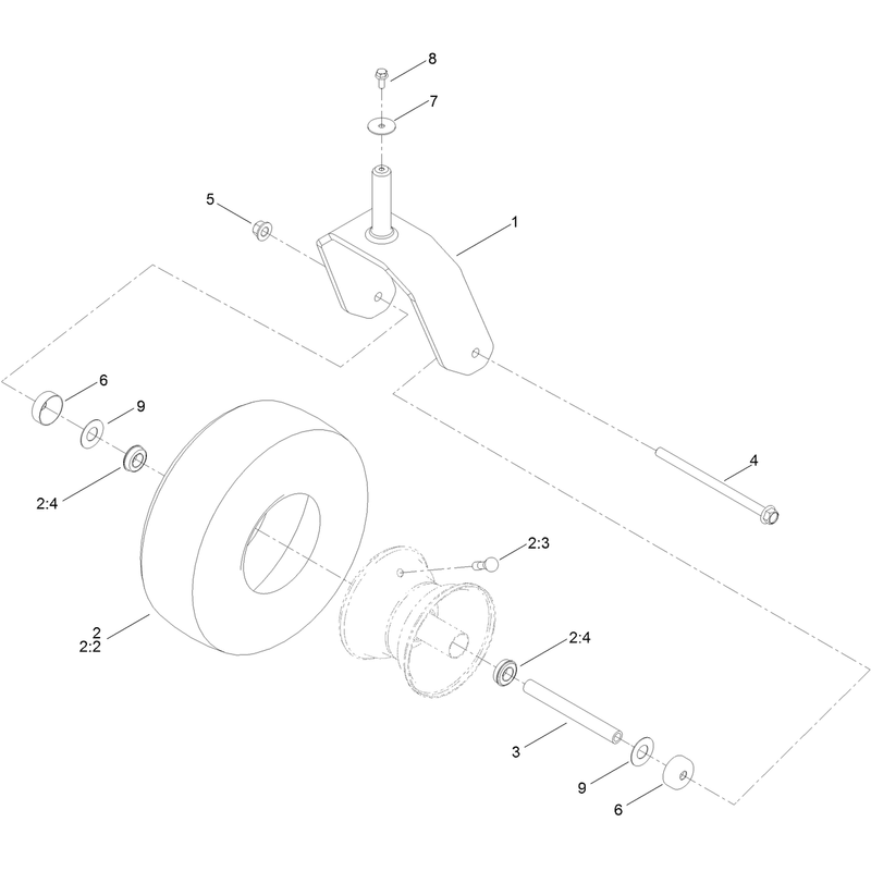 Fork and Caster Wheel Assembly