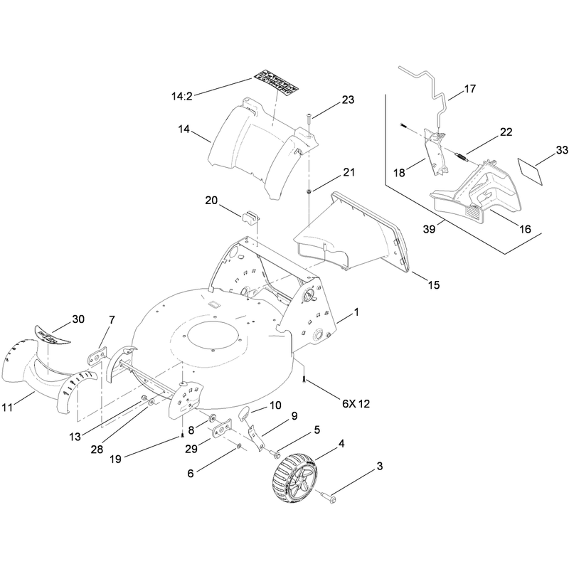 Deck Housing Front Wheel and Rear Door Assembly