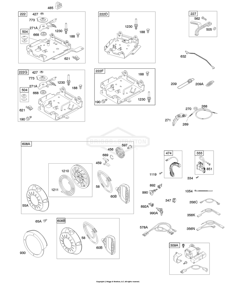 Controls, Electric Starter, Governor Spring, Ignition, Rewind Starter