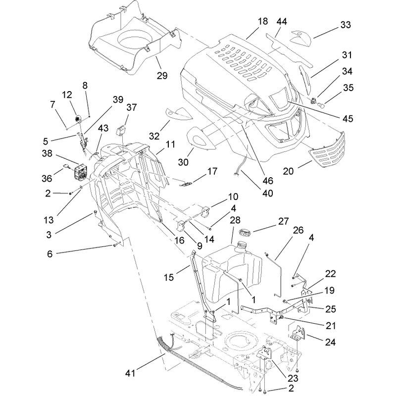 Fuel Tank and Hood Assembly