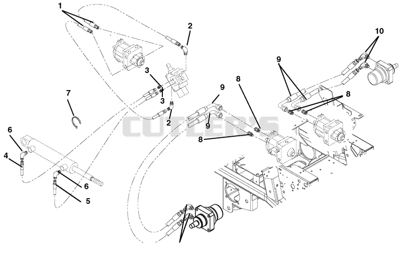 Hose Routing For Pumps, Wheel Motors And Cylinder