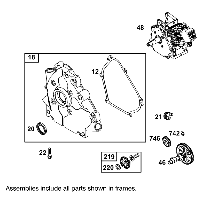 Crankcase Assembly Engine Briggs and Stratton Model 126302-0245-E1