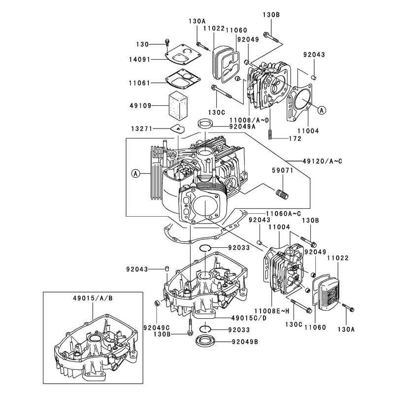 CylinderCrankcase Assembly Kawasaki FH500V-ES10