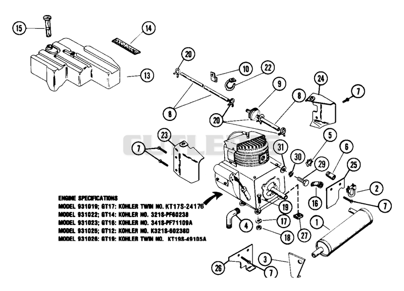 Muffler, Fuel Lines & Tank