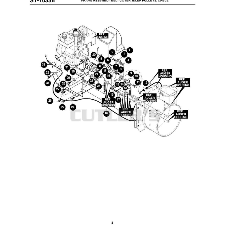 FRAME ASSEMBLY, BELT COVER, IDLER PULLEYS, CABLE