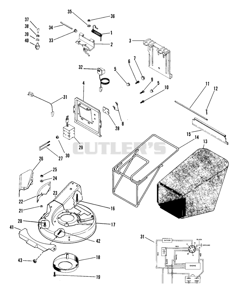 Mower Pan, Battery And Bag
