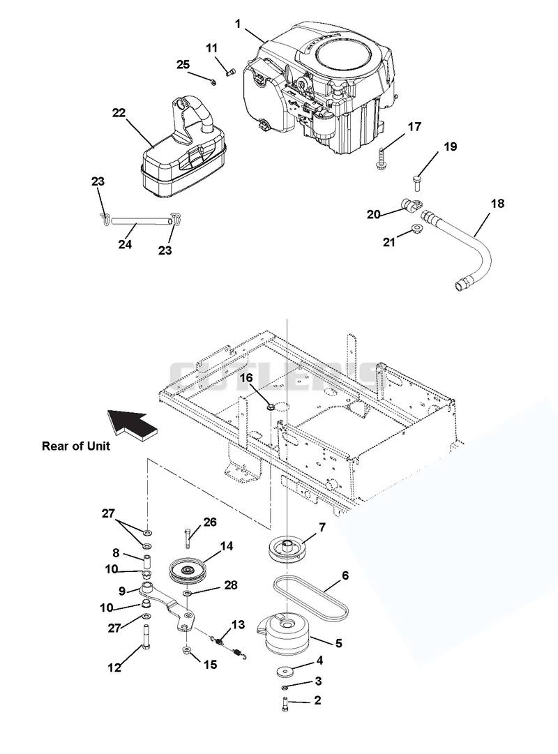 Engine, Exhaust, Belts and Idlers