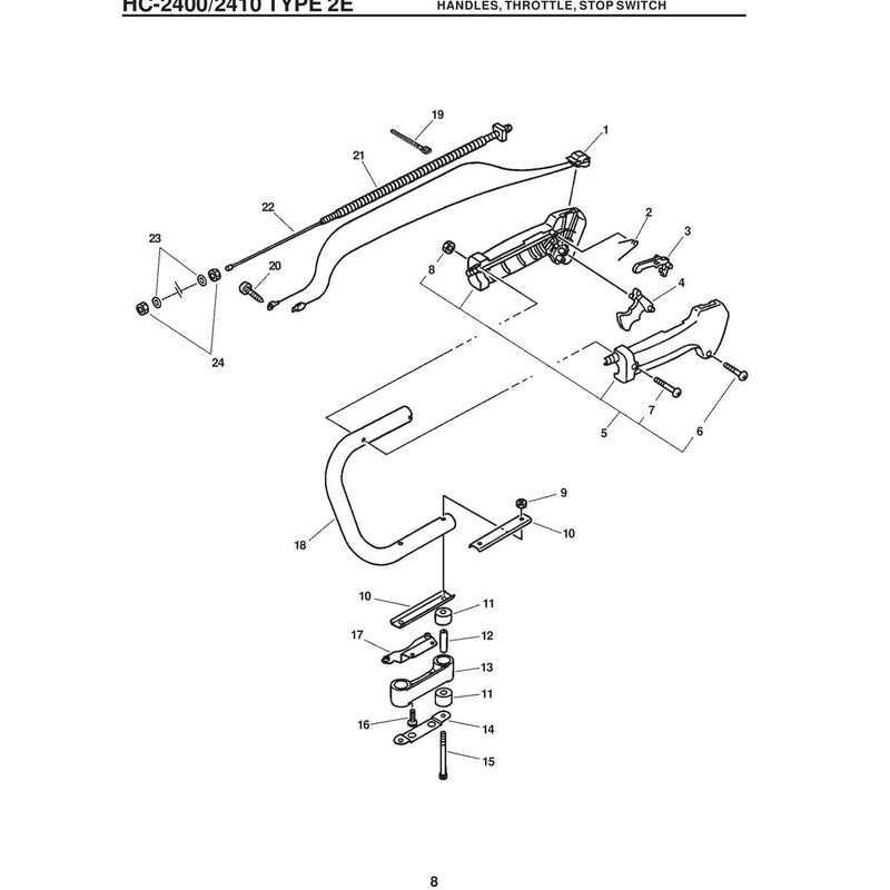 /2410 Type 2E Handles, Throttle, Stop Switch