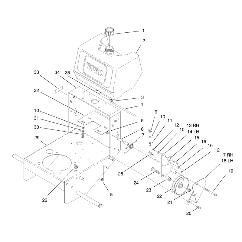 Fuel Tank and Idler Bracket Assembly