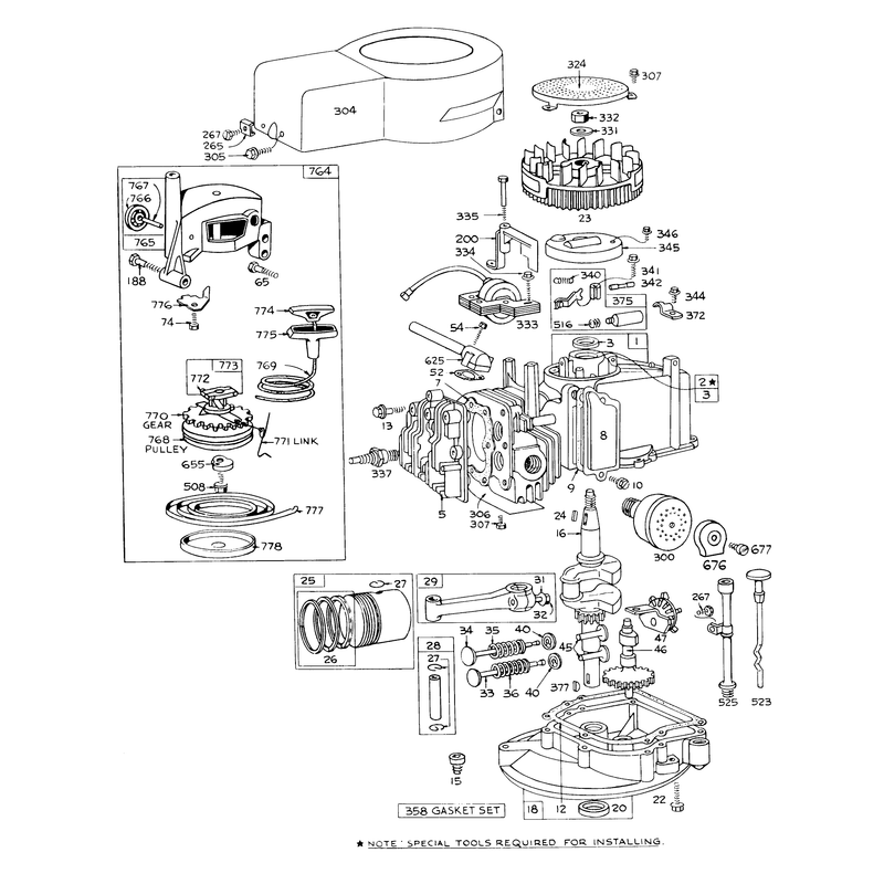 Engine Briggs and Stratton Model 92908-1224-01 for 21in Self Propelled Model 16273