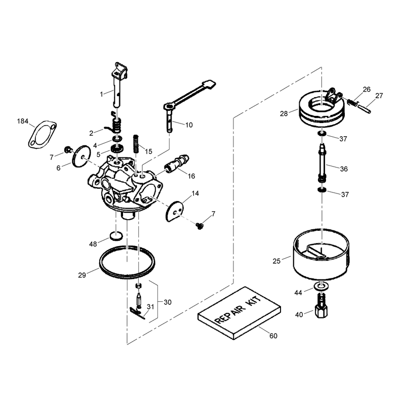 Carburetor Assembly No. 640086A  Tecumseh TH098SA-1723F