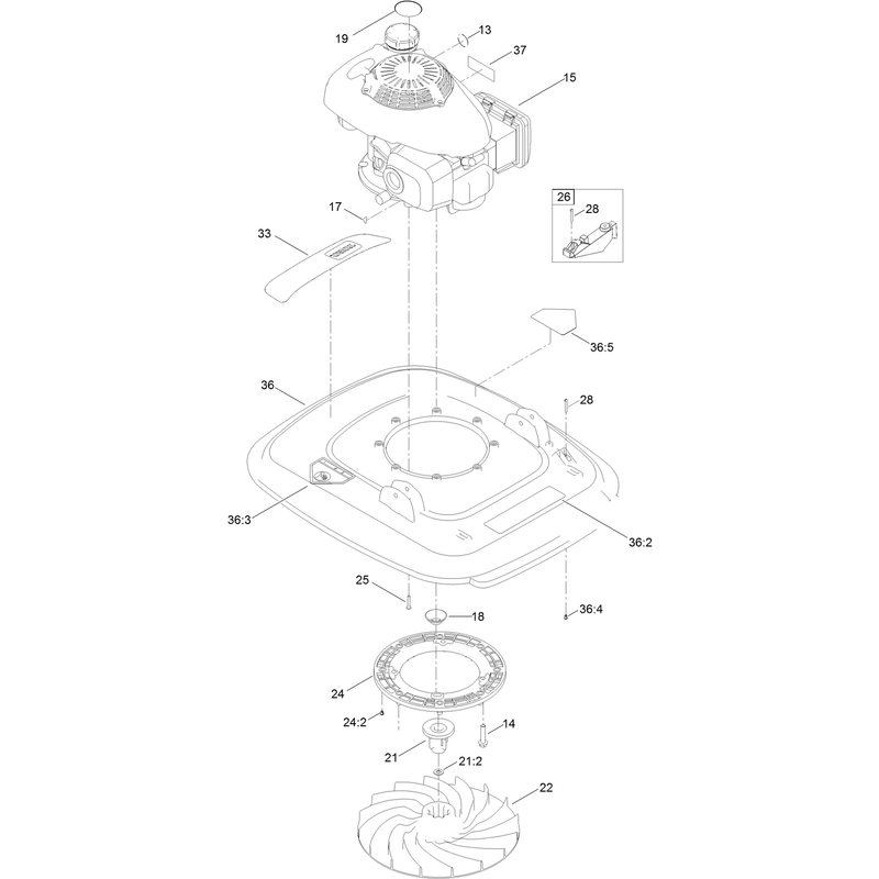 Engine and Impeller Assembly