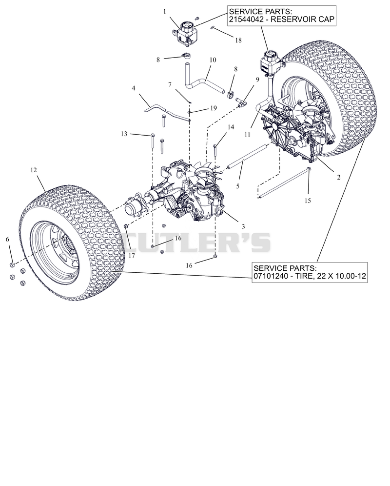 Rear Tires And Transaxles - 44" And 48"