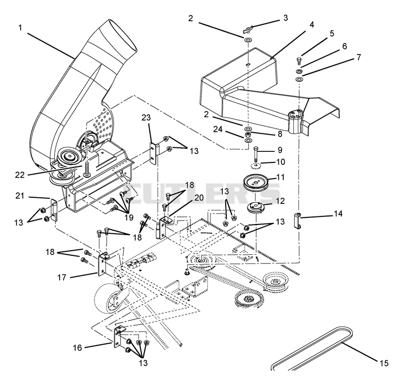 Blower Assembly To Mower Deck