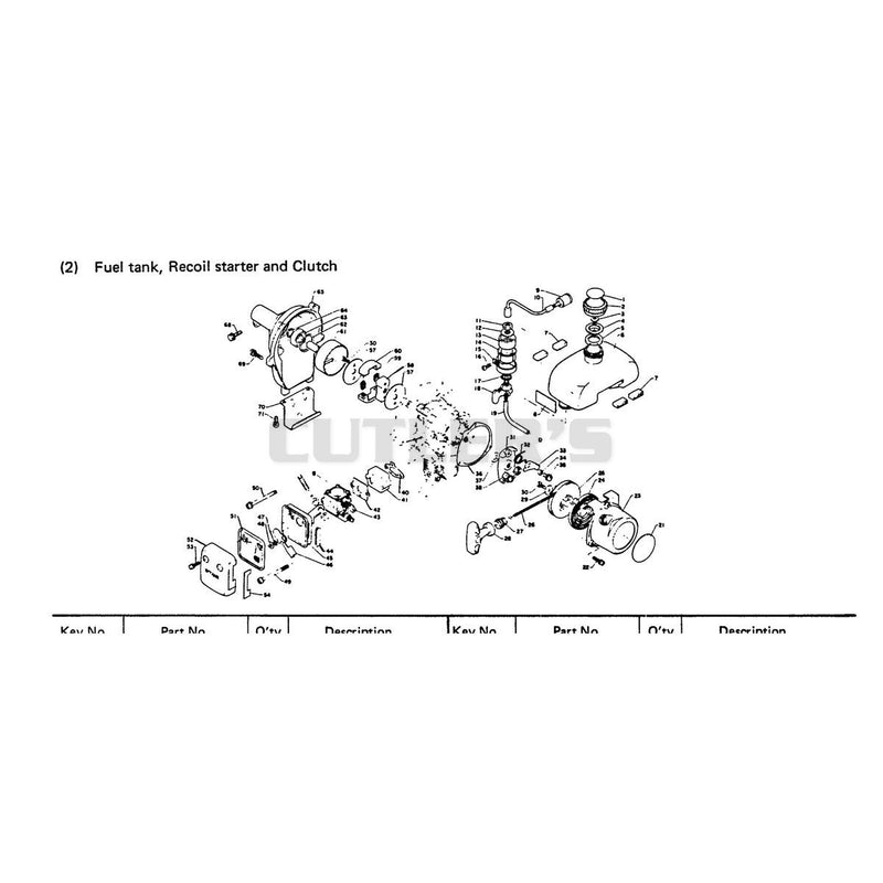 Fuel Tank Recoil Starter and Clutch