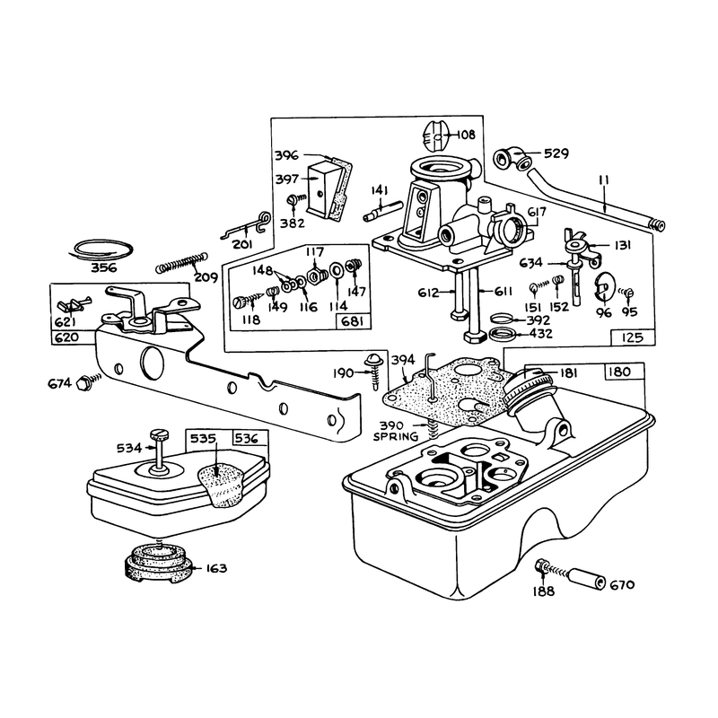 Carburetor Air Cleaner and Gas Tank Assembly