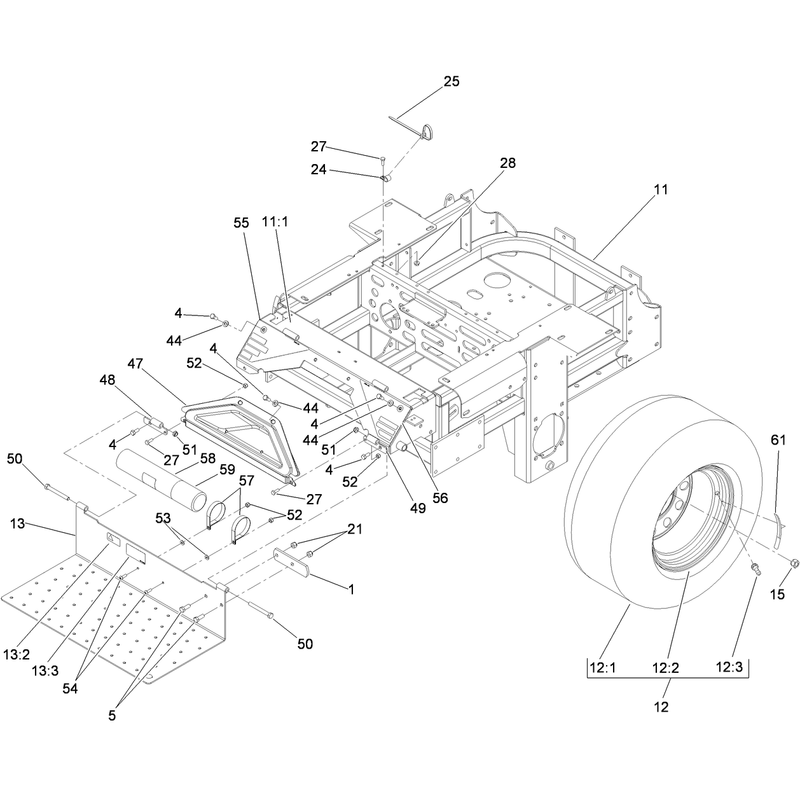 Main Frame and Rear Wheel Assembly