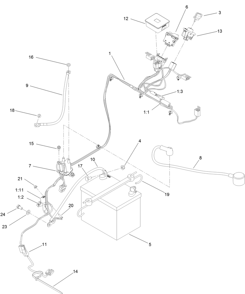 Electrical Harness and Battery Assembly
