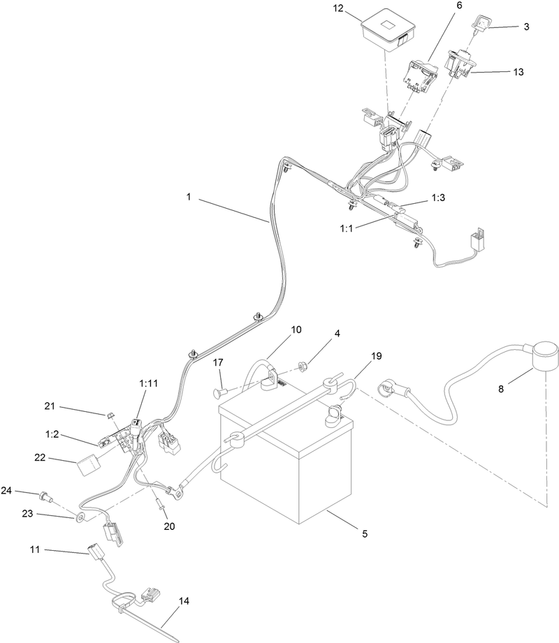 Electrical Harness and Battery Assembly