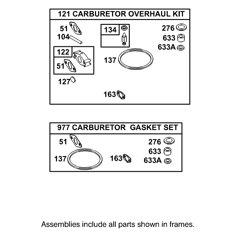 Carburetor Overhaul Kit Assembly Engine Briggs and Stratton Model 126402-0245-E1