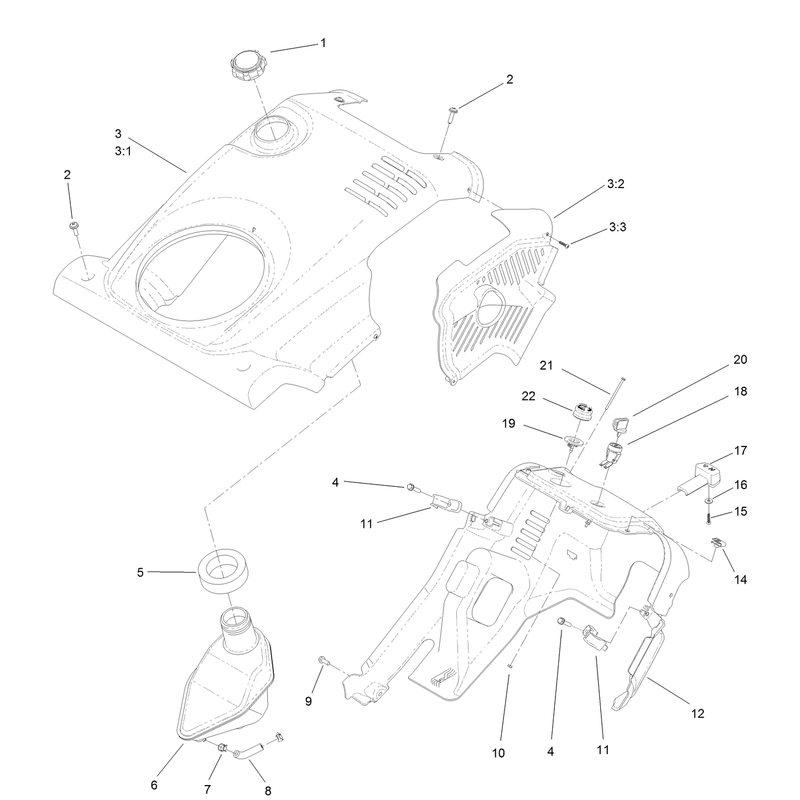 Shroud and Fuel Tank Assembly