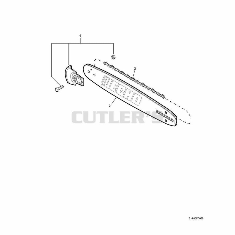 Guide Bar, Sawing Chain, Kick Guard