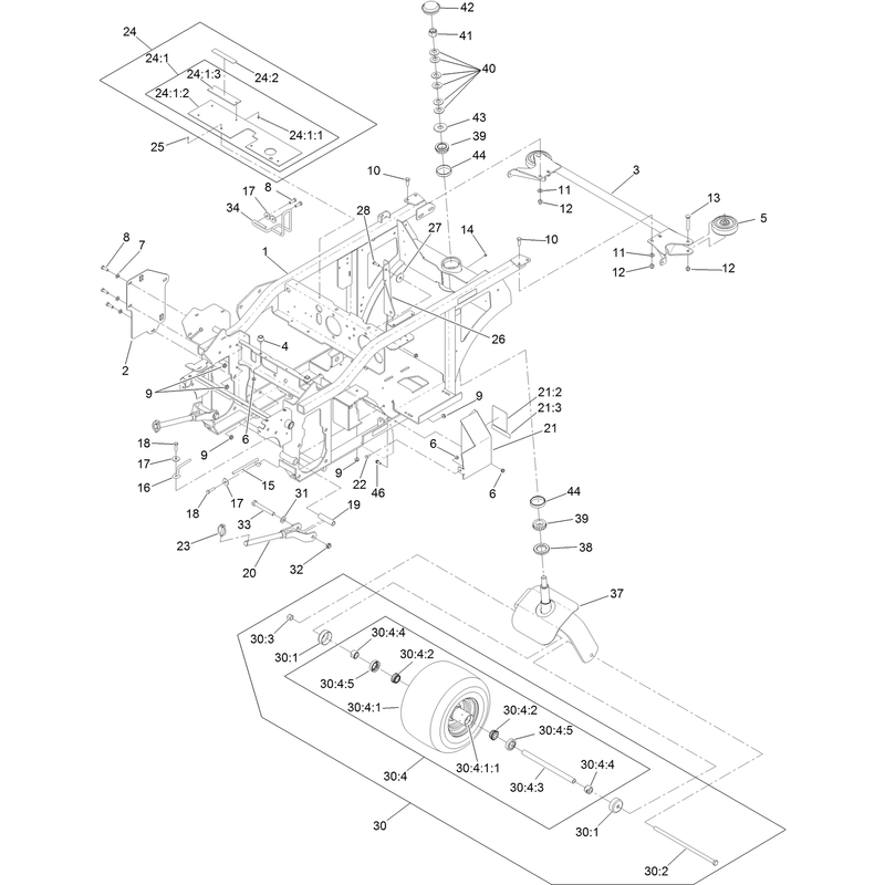 Main Frame and Caster Wheel Assembly