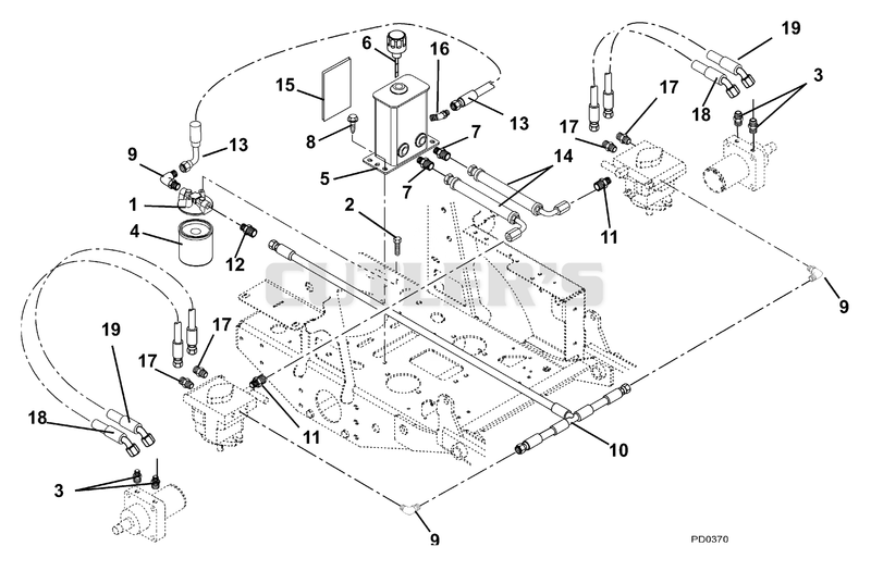 Hydraulic Tank, Filter, Motors And Pump To Tank Circuit