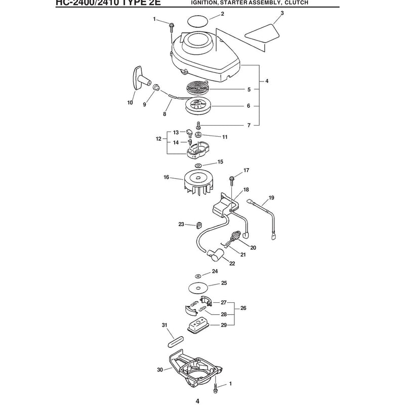 /2410 Type 2E Ignition, Starter Assembly, Clutch