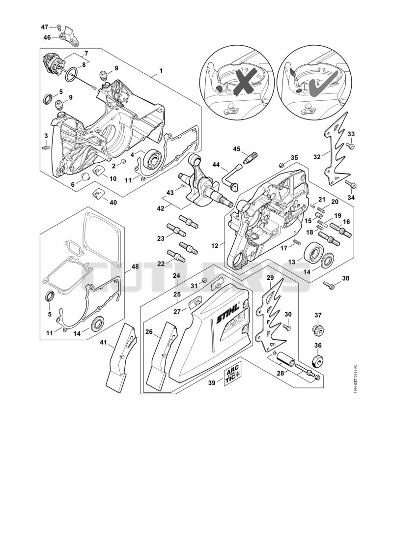 Crankcase, Chain sprocket cover (Wrap-around handlebar) ⇥188157960