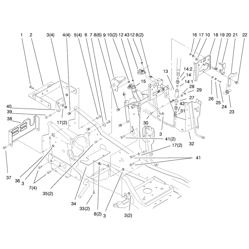 Steering Tower and Fuel Tank Supports Assembly