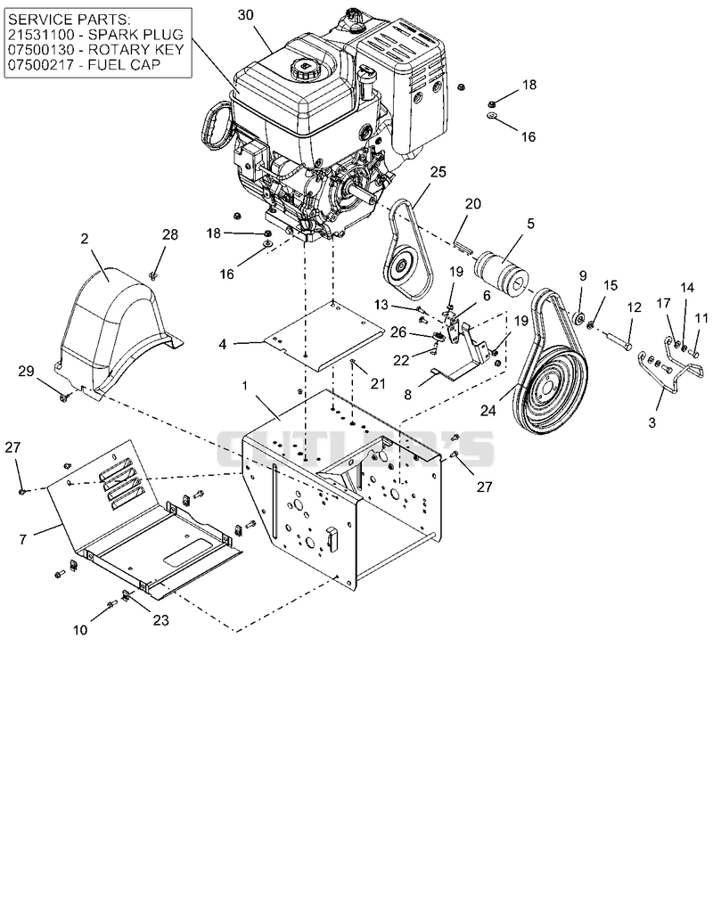 Engine, Frame And Belt Drive