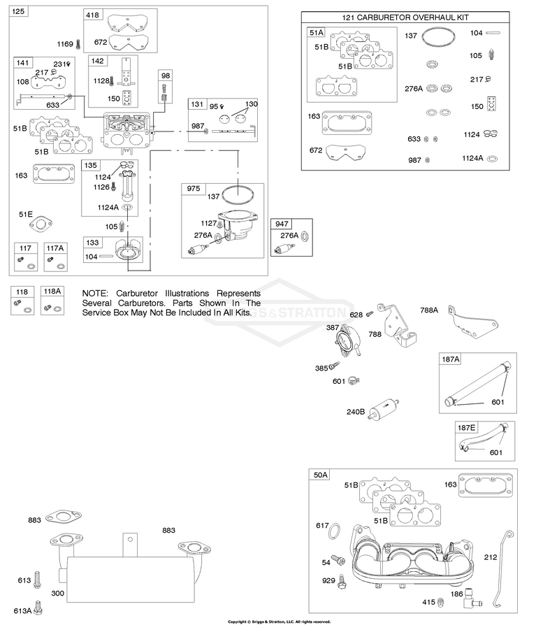 Carburetor, Exhaust System, Fuel Supply, Intake Manifold, Kit-Carburetor Overhaul