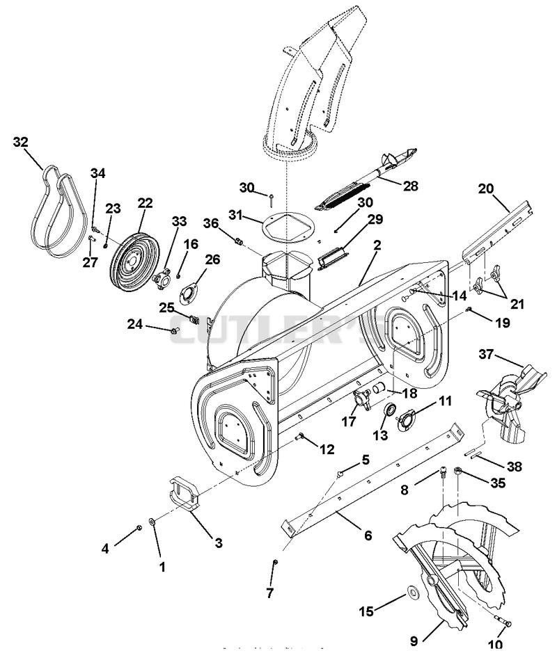 Chute, Auger And Battery