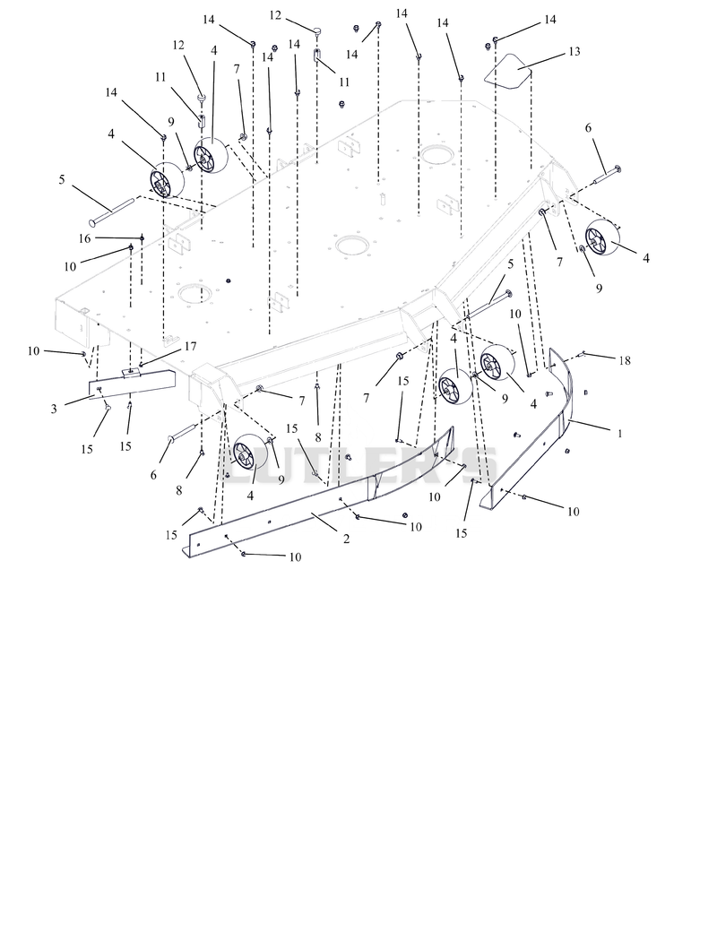 Anti-Scalp Wheels, Baffles, and Deck Stops - 72"