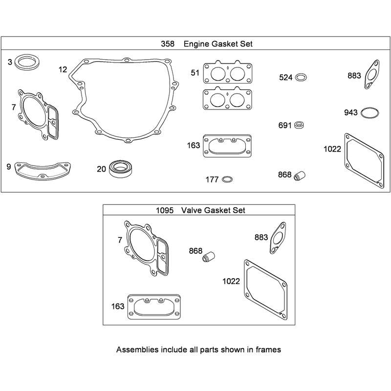 Engine and Valve Gasket Sets Briggs and Stratton 407777-0550-B1